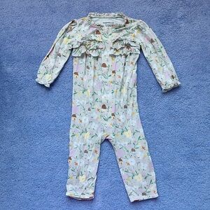 Magnetic Me Grey Floral Mushroom Romper - 6-9 M - used great condition